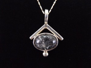 .925 Sterling Silver Moss Agate Pendant Necklace