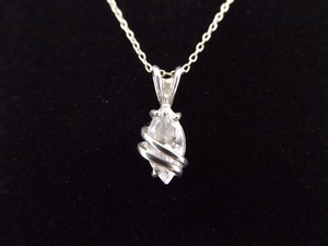.925 Sterling Silver Marquise Cut Crystal Pendant Necklace