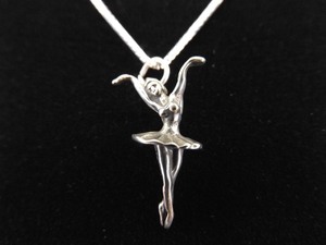 .925 Sterling Silver Ballerina Pendant Necklace