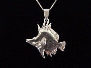 .925 Sterling Silver Long Nose Butterfly Fish Pendant Necklace