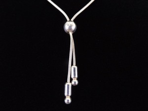 .925 Sterling Silver Ball Bolo Tie Necklace