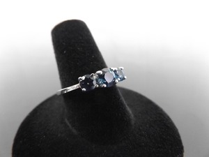 .925 Sterling Silver Faceted Aquamarine Crystal Ring Size 8