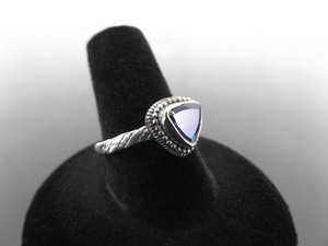 .925 Sterling Silver Trillion Cut Topaz Ring Size 8