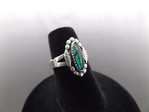 .925 Sterling Silver Green Dichroic Ring Size 5.5