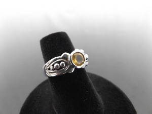 .925 Sterling Silver Citrine Crystal Ring Size 5