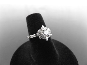 .925 Sterling Silver Starburst Crystal Ring Size 6