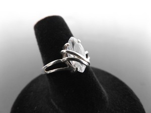 .925 Sterling Silver Marquise Cut Crystal Ring Size 6.75