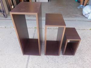 3 Brown Wooden Stands