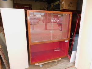 Wood Cabinet with Glass Doors and Shelving