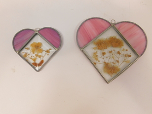 3 Heart Stained Glass Decors