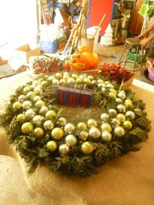 lot 100 image: Assorted holiday decorations. As shown.