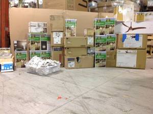 PALLET WITH CEILING FANS & LIGHT SUPPLIES