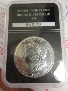 lot 102 image: UNCIRCULATED 1878 MORGAN SILVER DOLLAR-FIRST YEAR OF ISSUE
