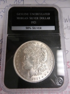 lot 103 image: UNCIRCULATED 1921 MORGAN SILVER DOLLAR-FIRST YEAR OF ISSUE