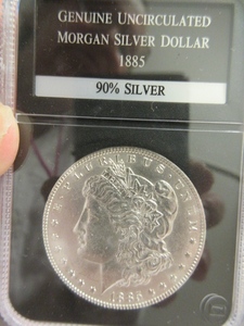 lot 110 image: UNCIRCULATED 1885 MORGAN SILVER DOLLAR