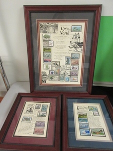 lot 136 image: FRAMED STAMP WALL ART