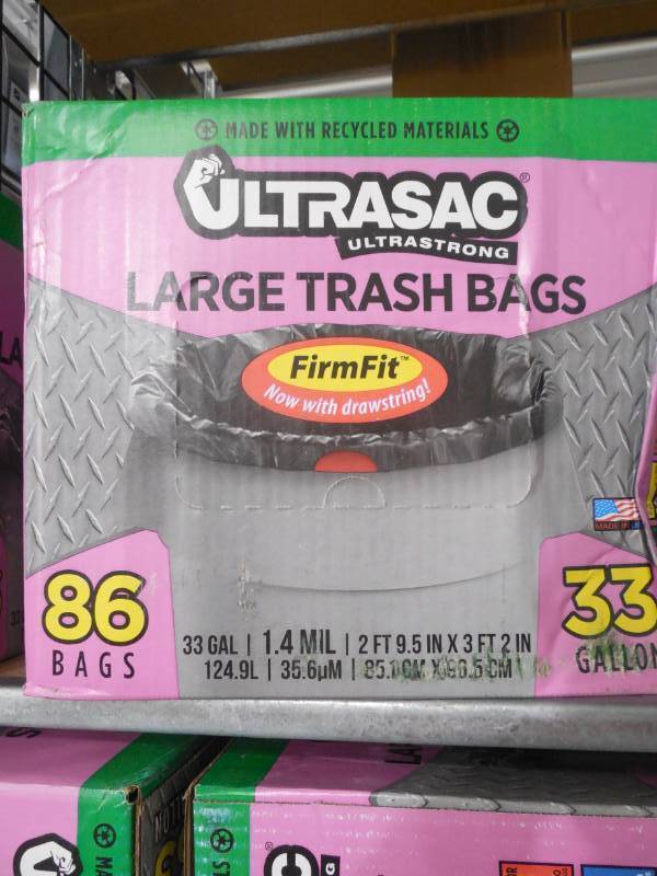 lot 33 image: New Ultrasac 33 Gal. Black Large Drawstring Trash Bags (86-Count)