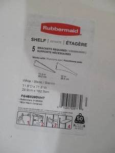 lot 48 image: Rubbermaid 12 in. x 72 in. White Laminated Wood Shelf