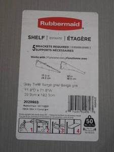 lot 49 image: (2) Rubbermaid 12 in. x 72 in. Gray Twill Laminated Wood Shelf