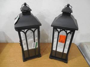 lot 114 image: (2)  22 in. Metal Lantern in Black