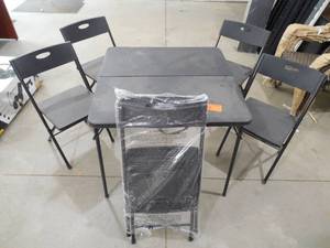 lot 147 image: Cosco 6-Piece Black Fold-in-Half Folding Card Table Set