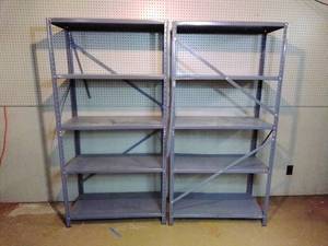 lot 122 image: Pair of Industrial Metal Shelves