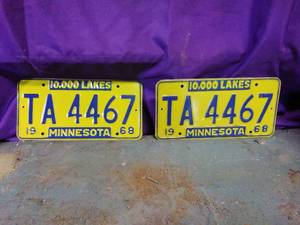lot 54 image: Pair of 1968 License Plates