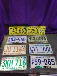lot 55 image: Lot of 8 Misc Minnesota License Plates