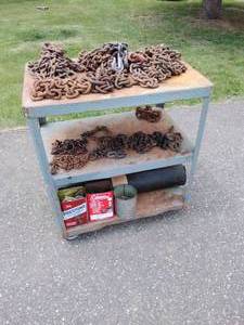 lot 241 image: Rolling Cart with Misc Chains