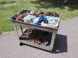 lot 242 image: Rolling Cart with Misc Chains
