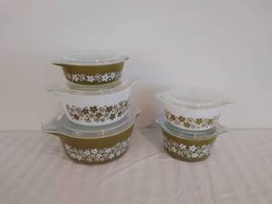 5 VINTAGE Pyrex Storage Containers