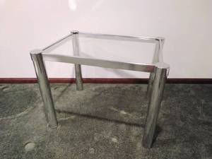 VINTAGE Glass & Chrome Side Table