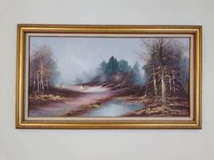 Framed Painting of Strolling Couple