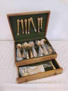 Gold Plated Silverware Set in Box