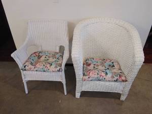Two White Wicker Chairs
