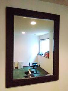 Pair of Large Faux-Wood Wall Mirrors