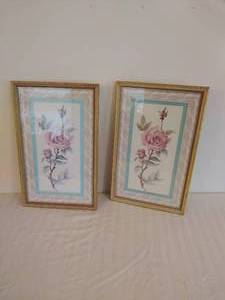 Pair of Floral Art Pieces