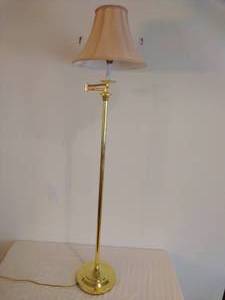 Gold Standing Lamp with Pink Shade