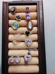 10 Rings and Matching Necklace and Earring Set