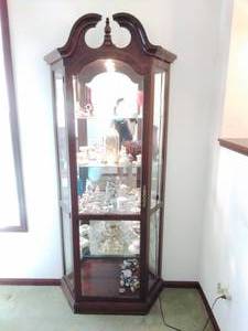Lighted Curio Cabinet with Contents