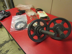 lot 624 image: BROWNING PULLEYS, DAYTON V-BELT, ASSORTED FITTINGS