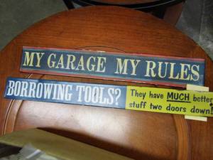 lot 198 image: Lot of 2 Metal Garage Signs