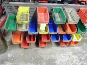 lot 50 image: Wheel Weights - Parts Bins w. Rack Wall