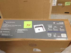 lot 75 image: Glacier Bay Drop-In Stainless Steel 25 in. 4-Hole Single Bowl Kitchen Sink &nbspin good condition