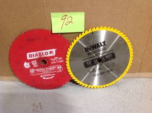 lot 92 image: MIX LOT OF DIABLO AND DEWALT 12 IN BLADE SAW &nbspin good condition