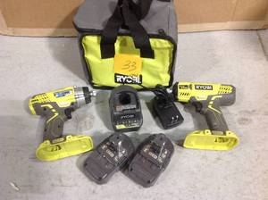RYOBI 18-Volt ONE Lithium-ion Cordless 2-Tool Combo Kit with Free 18-Volt ONE&nbsp Battery USED in good condition