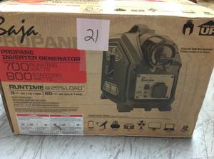 lot 21 image: Baja 900-Watt Propane Powered Inverter Generator&nbspin good condition