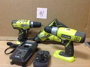 lot 41 image: RYOBI 18-Volt ONE Lithium-Ion Cordless 12 in. DrillDriver COMBO Kit with (1) 1.5 Ah Battery and 18-Volt Charger&nbspin good condition