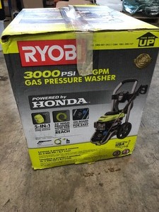 lot 114 image: RYOBI 3000 PSI 2.3-GPM Honda Gas Pressure Washer In good condition see pics 