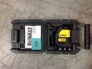 lot 44 image: DEWALT 165 ft. Red Self-Leveling Cross-Line and Plumb Spot Laser Level&nbspin good condition